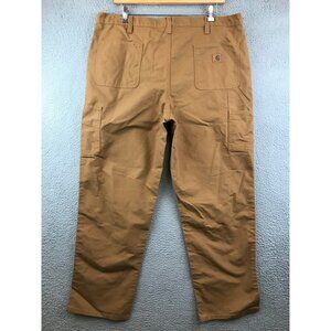 Carhartt Mens Brown Canvas Work Pants Dungree Fit Size 42x32